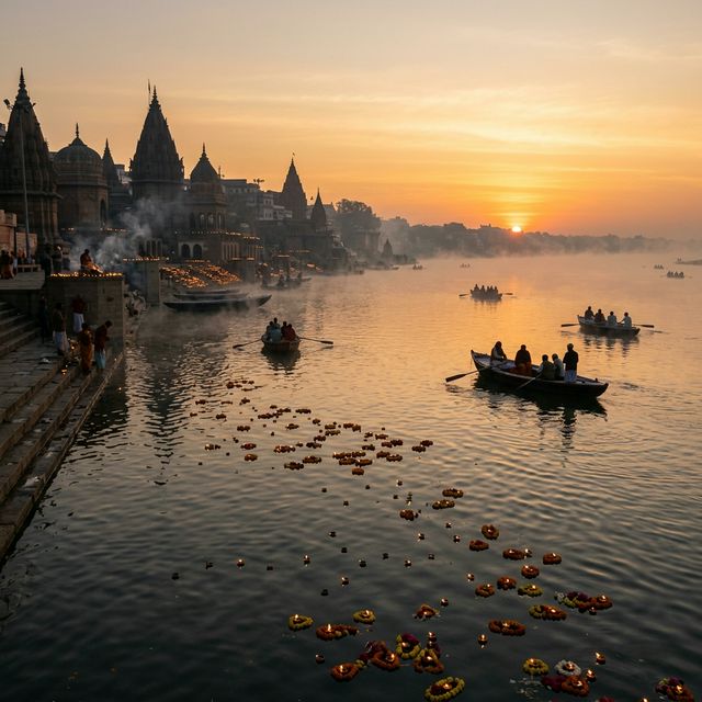 Dawn breaking over a sacred landscape